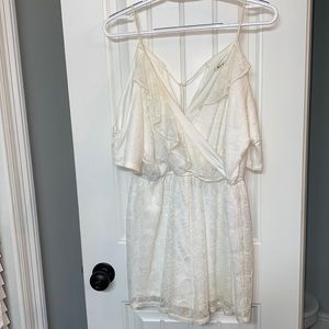 Cold shoulder white romper